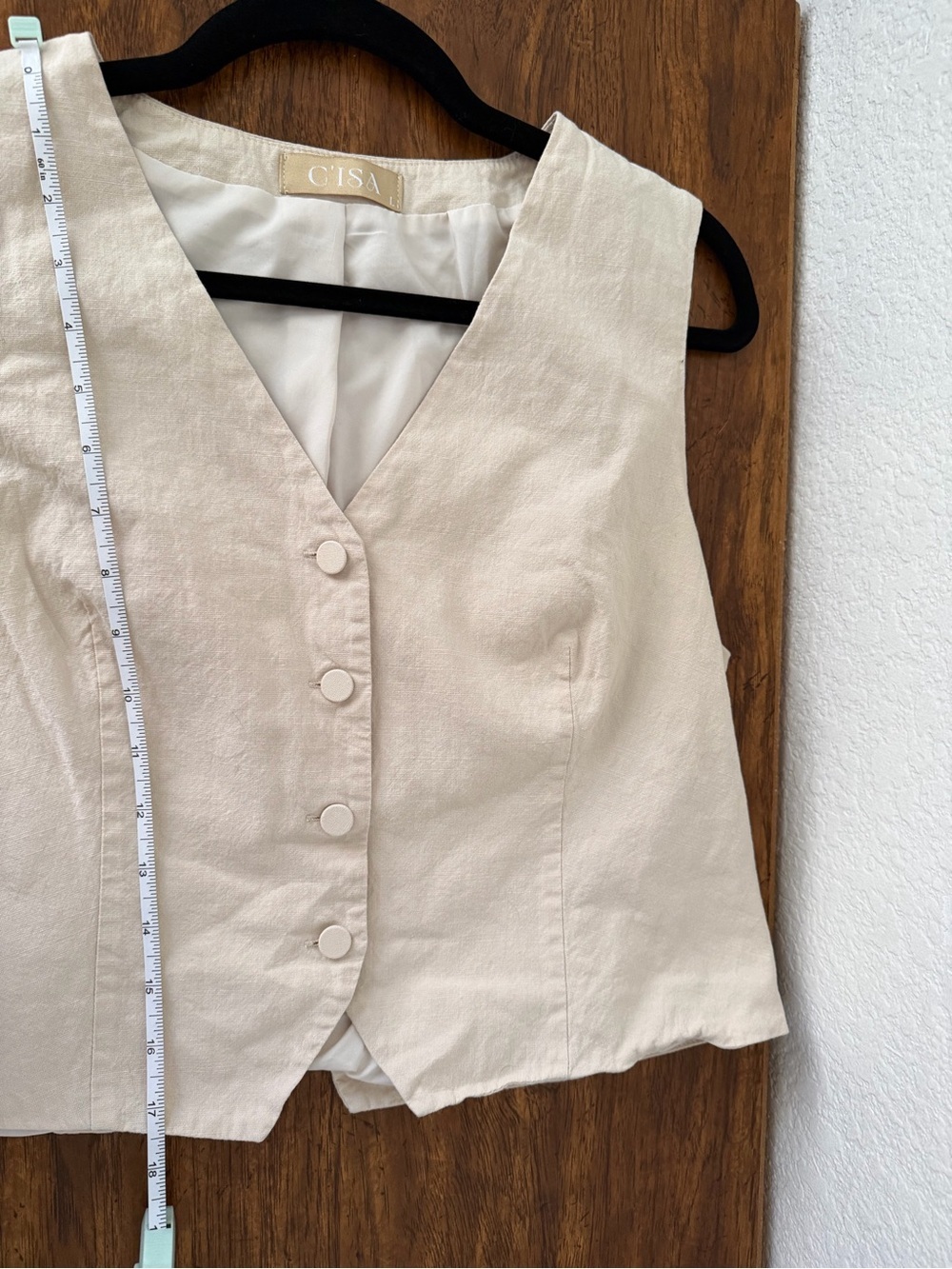 C’Isa Linen Cream Vest Size Large - Picture 4 of 4